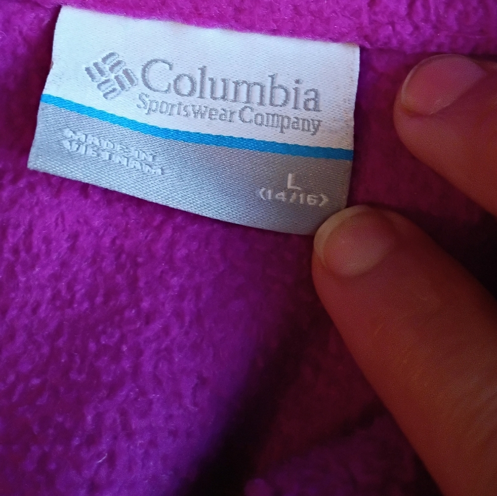 Columbia Girls' Fleece Jacket Fuchsia and Black Size L 14-16 - Picture 4 of 12